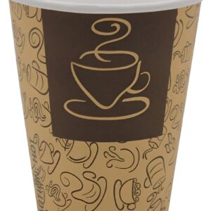 YesEco - 12 Oz Caffe Design Paper Coffee Hot Cup, 1000/Cs - HOT12W (Special Order Item)